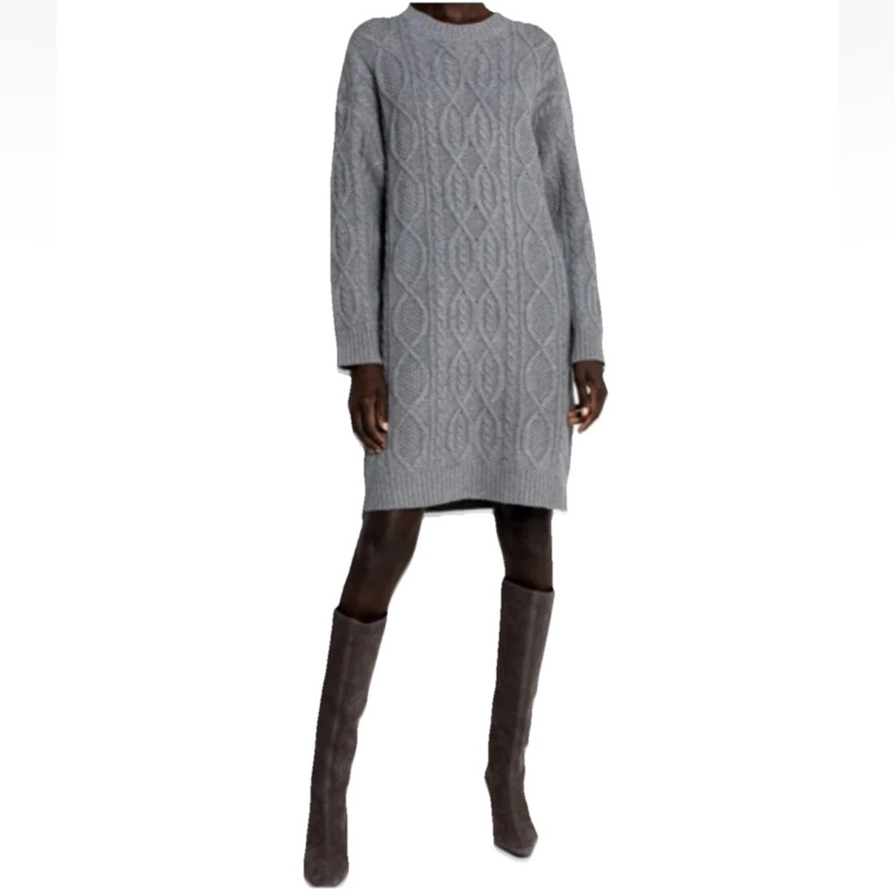 CAARA Long Sleeve Cable Knit Larissa Sweater Dress Tunic